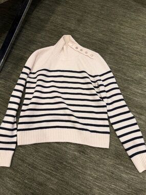 Maje Striped mock neck cashmere sweater